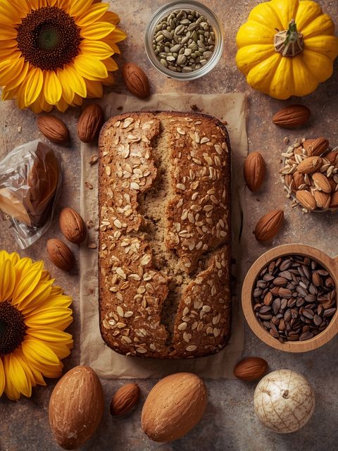 Low-Carb-Brot aus Sonnenblumenkernen, Mandeln und Kürbiskernen