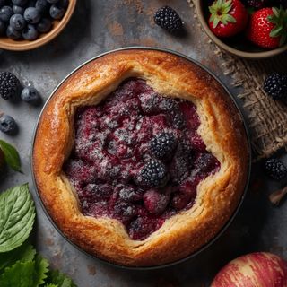 Brombeerkuchen, hausgemacht, gebacken (mit Kuchenteig)