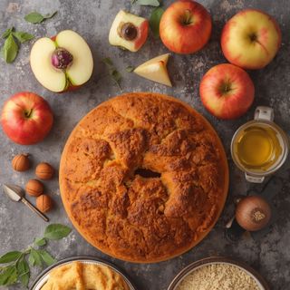 Apfelkuchen, hausgemacht, gebacken (mit Blätterteig)