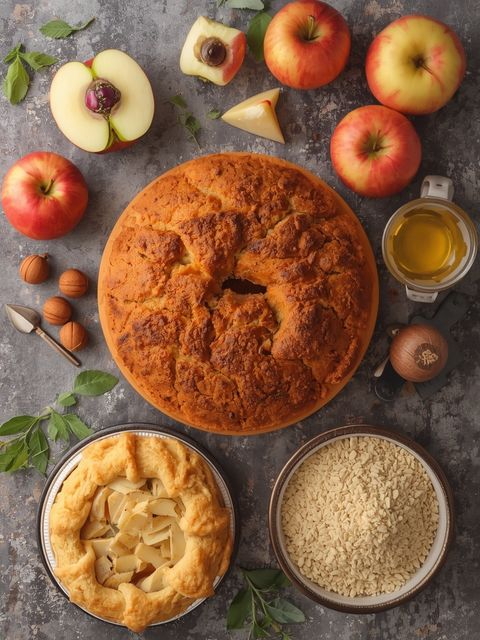 Apfelkuchen, hausgemacht, gebacken (mit Blätterteig)