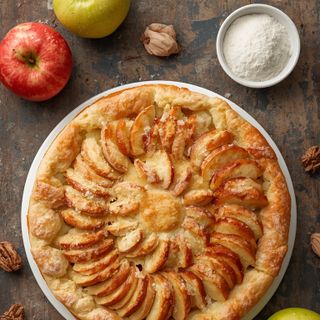 Apple Cake, Homemade, Baked (with Puff Pastry)