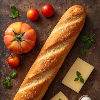 Sandwich (Baguette) mit halbhartem Käse