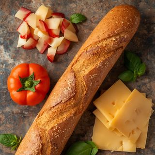 Sandwich (Baguette) mit halbhartem Käse