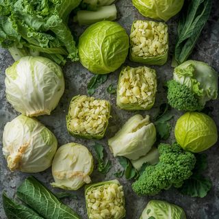 Feather Cabbage Bars, Steamed (Without Addition of Salt and Fat)