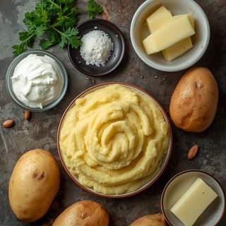 Kartoffelpüree, zubereitet (mit Sahne und Butter)
