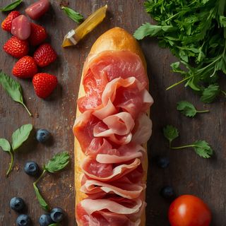 Baguette-Sandwich mit Rohschinken