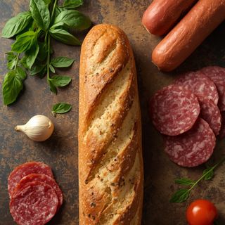 Sandwich (Baguette) mit Salami