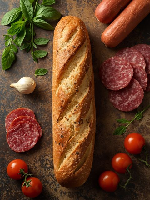 Sandwich (Baguette) mit Salami