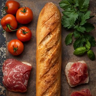 Sandwich (Baguette) mit Salami
