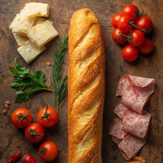 Sandwich (Baguette) mit Schinken