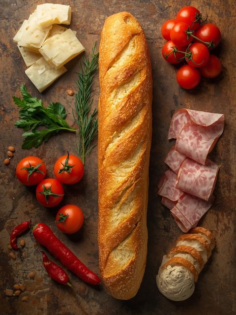 Sandwich (baguette) with ham