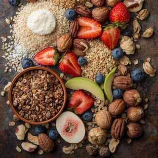 Muesli Mixture of Cereals with Fruit and Nuts, Sugared