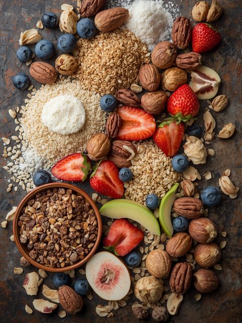 Muesli Mixture of Cereals with Fruit and Nuts, Sugared