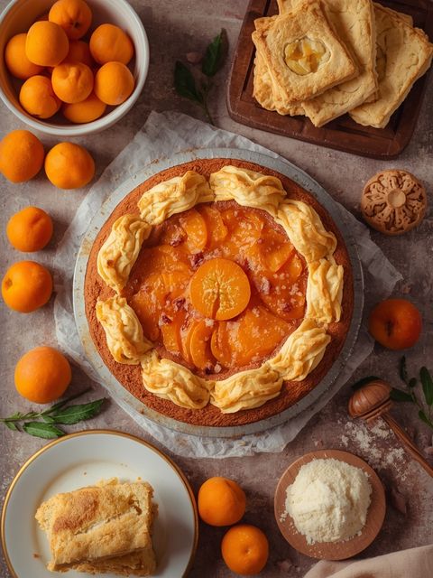 Apricot Cake, Homemade, Baked (with Puff Pastry)