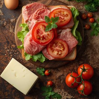 Sandwich mit Fleischkäse (Ruchbrot)