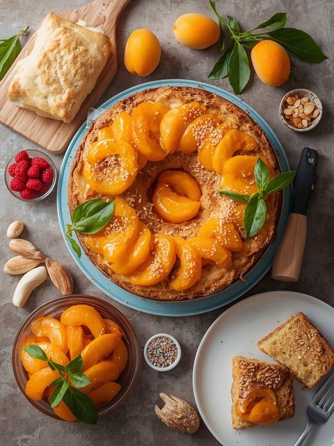 Apricot Cake, Homemade, Baked (with Pastry)