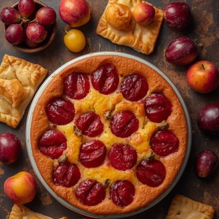 Zwetschgenkuchen, domowe, pieczone (z liści)
