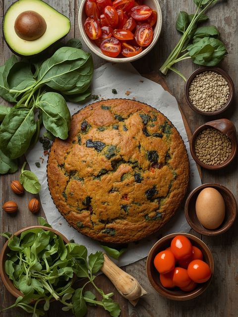 Spinach Cake, Baked (with Cake)