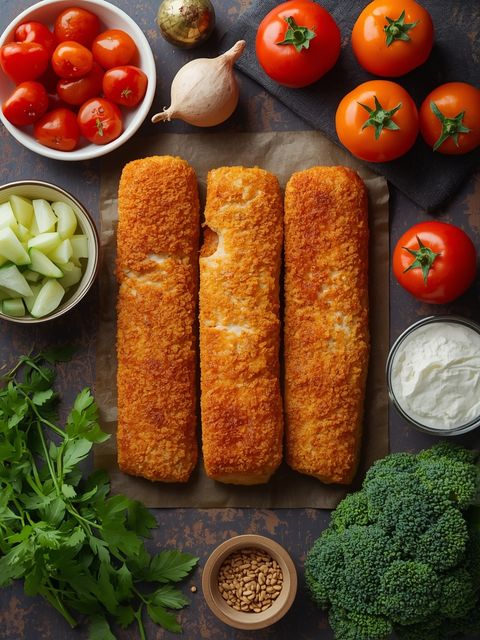 Fish Sticks (Breaded and Pre-Frozen), Baked (Without Adding Fat)