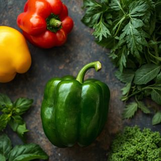 Paprika, grün, gedämpft (ohne Zugabe von Fett und Salz)