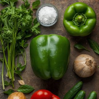 Paprika, grün, gedämpft (ohne Zugabe von Fett und Salz)