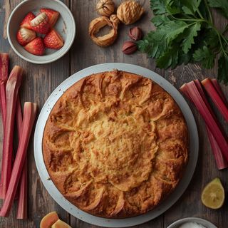 Rhubarb Cake, Homemade, Baked (with Pastry)