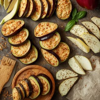 Eggplant Slices, Breaded, Prepared