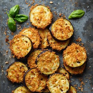 Eggplant Slices, Breaded, Prepared