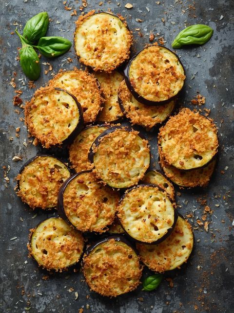Eggplant Slices, Breaded, Prepared