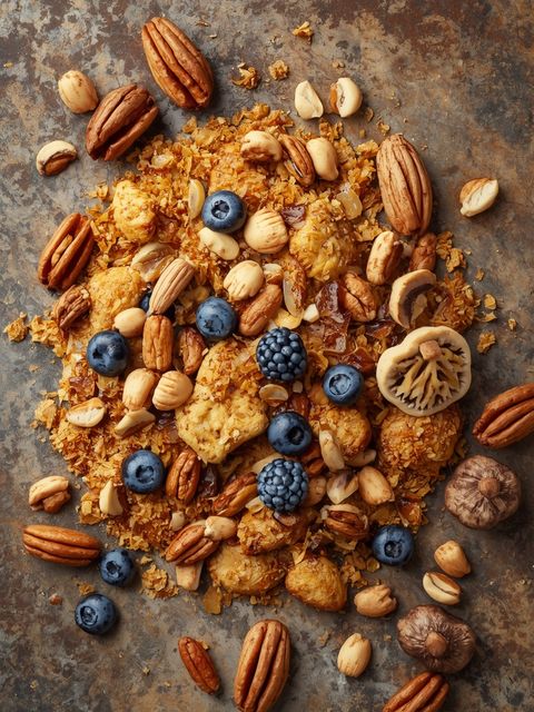 Mushroom Mix, Pastry Flakes with Fruit and Nuts, Unsweetened