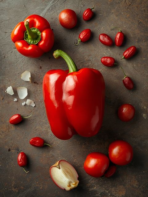 Paprika, rot, gedünstet (ohne Zugabe von Fett und Salz)