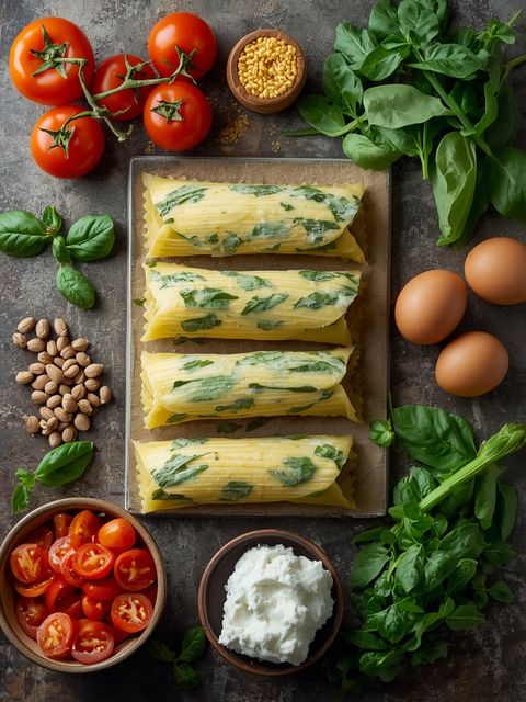 Cannelloni mit Spinat und Ricotta, zubereitet