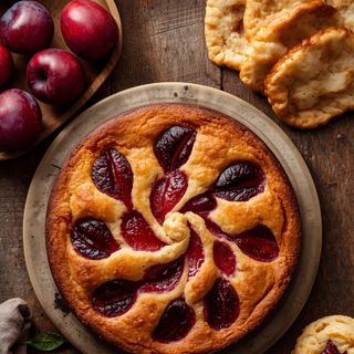 Plum Cake, Homemade, Baked (with Pastry)