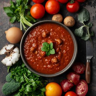 Horse Ragout with Sauce, Prepared