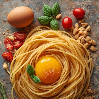 Pasta with egg, dry