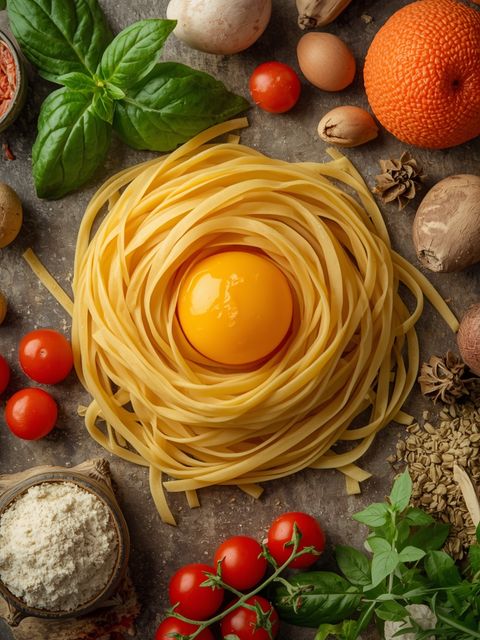 Pasta with egg, dry
