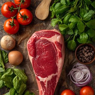 Rind, Schulter, Braten 'rare', im Ofen gebraten (ohne Zusatz von Fett und Salz)