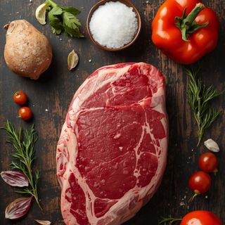 Rind, Schulter, Braten 'rare', im Ofen gebraten (ohne Zusatz von Fett und Salz)