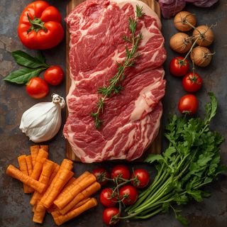 Beef, vine, stripped, raw