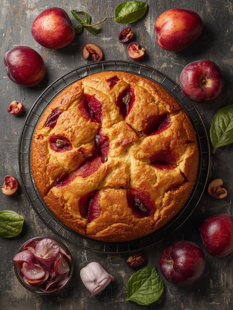 Plum cake, homemade, baked
