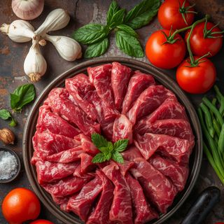 Beef, Vine Meat, Plated, Boiled (No Added Fat or Salt)