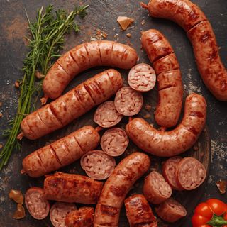 Cooking sausages (cut)