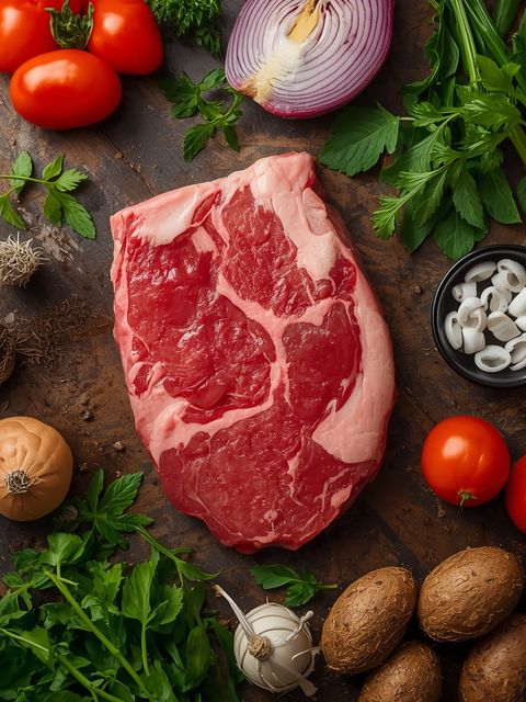 Beef and veal (avg. excl. innards, rib steak), raw