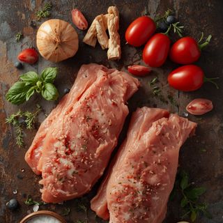 Veal escalopes, fried (without added fat and salt)