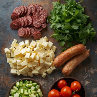 Sausage Cheese Salad, Prepared