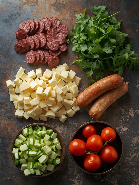 Wurst-Käse-Salat, zubereitet