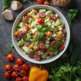 Sausage Cheese Salad, Prepared