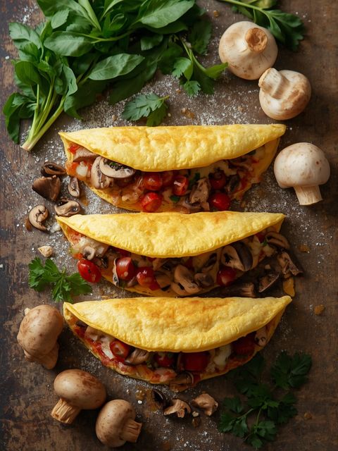 Omlety z nadzieniem Champignon, przygotowane