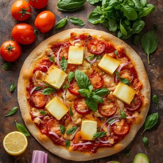 Pizza Hawaii, gebacken