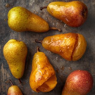 Pear, in syrup, preserved, drained
